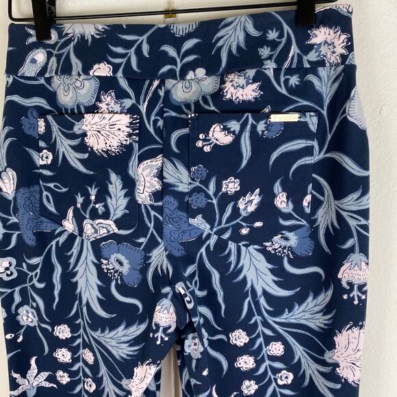 Spartina 449 Maren Pants Size S Navy Blue Floral Stretch Kick Flare Crop Classic - Picture 10 of 14